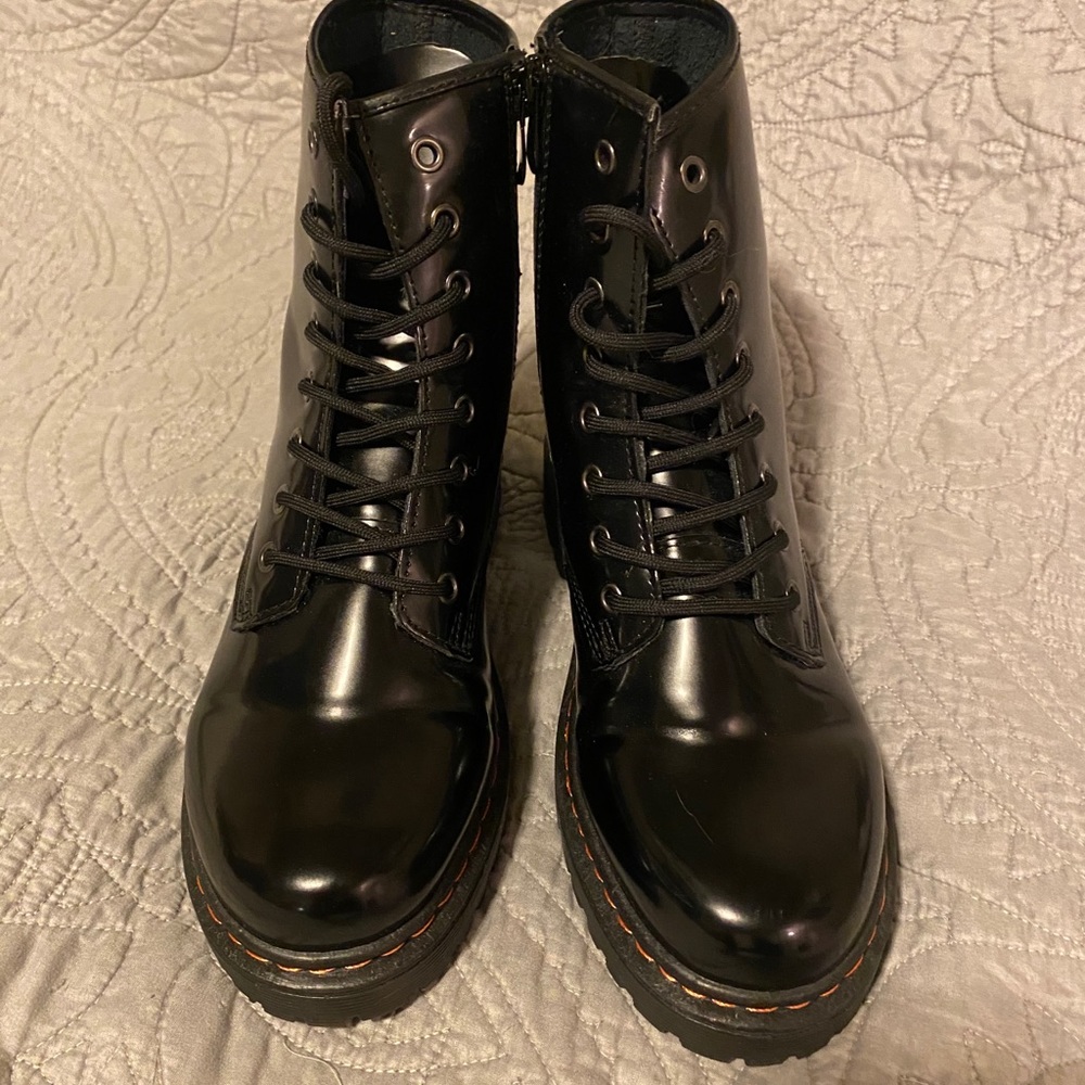Dr. Martens style SHEIN Faux Patent Leather Boots